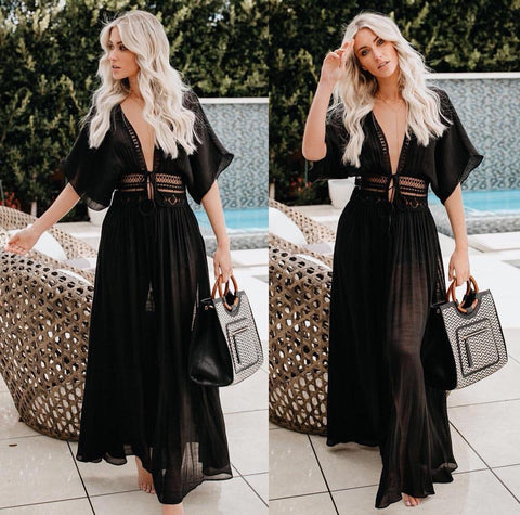 Black Summer Beach Holiday Maxi Dress/Kaftan