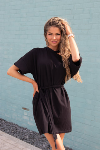 Black midi dress