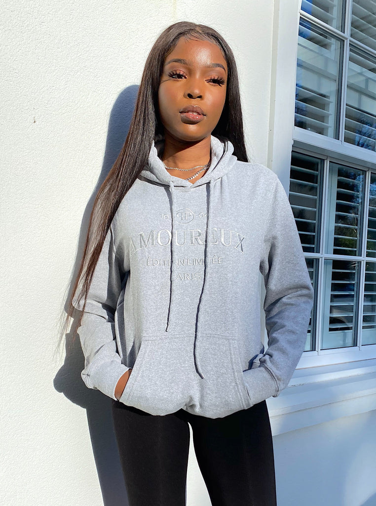Devan Embroidered Oversized Hoodie in Grey – Missimi London