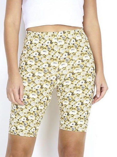Ditsy Floral Cycling Shorts in Yellow