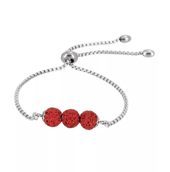 Red Triple Lava Stone Charm Bracelet Fuze Body
