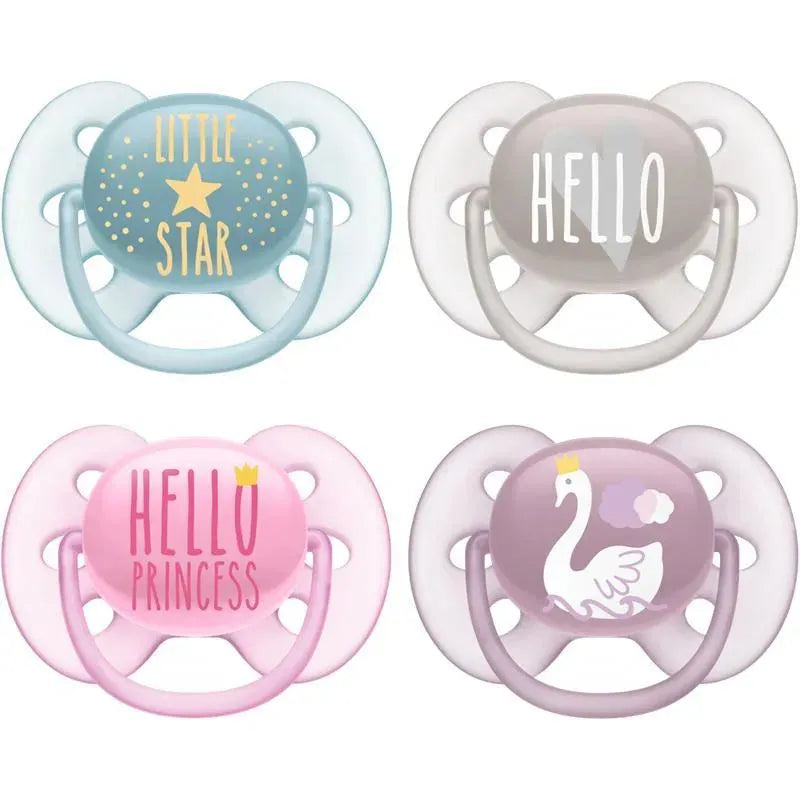 Avent - 2Pk Ultra Soft Pacifier 6/18M, Mixed Colors