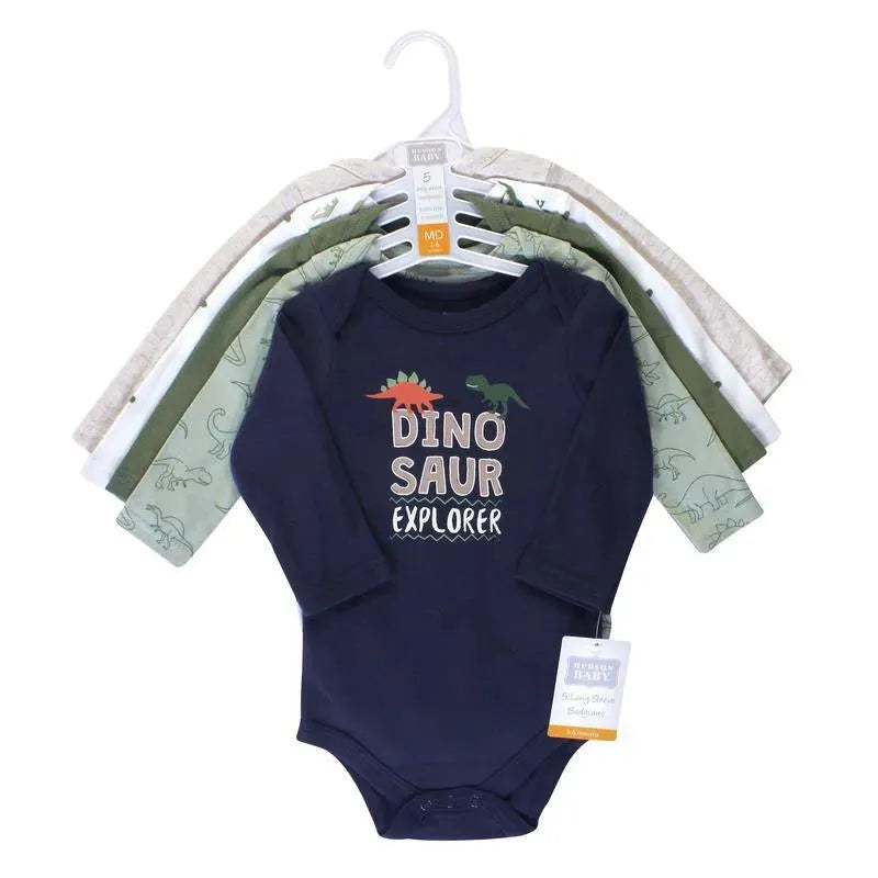 Baby Vision - Baby Boy Cotton Long-Sleeve Bodysuits 5Pk, Dinosaur Explorer