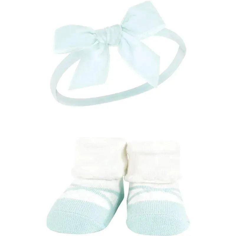 Baby Vision - Hudson Baby Girl's Headband and Socks Giftset, Blush Mint