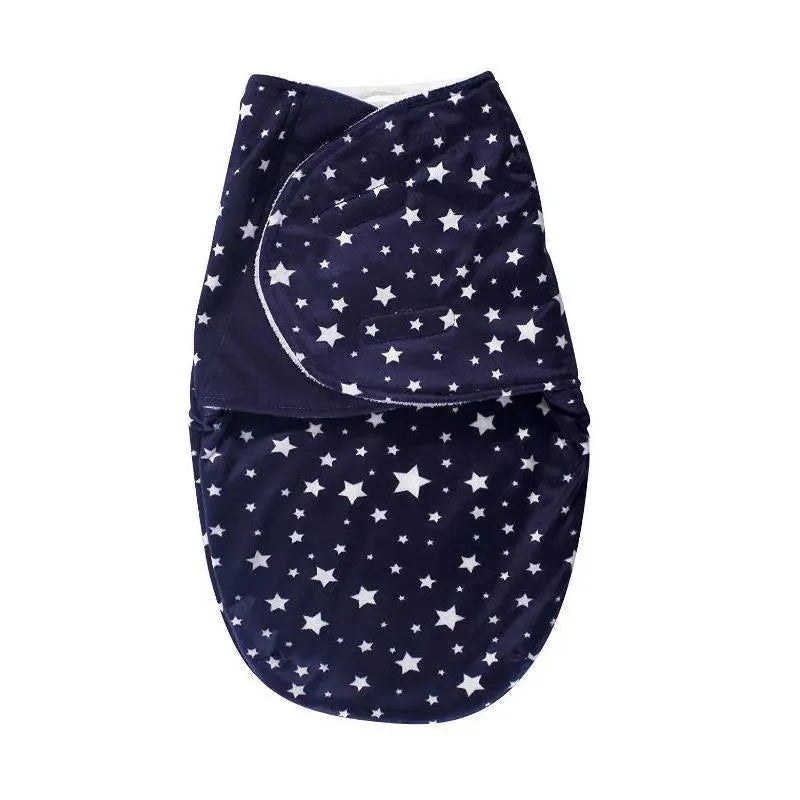 Baby Vision - Hudson Baby Plush Swaddle Wrap, Navy Star, 0/3M