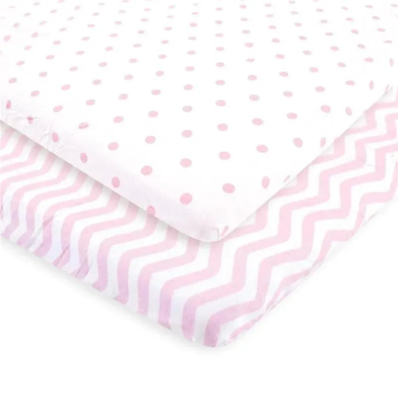 Baby Vision - Luvable Friends Unisex Baby Fitted Crib Sheet, Pink Chevron Dot