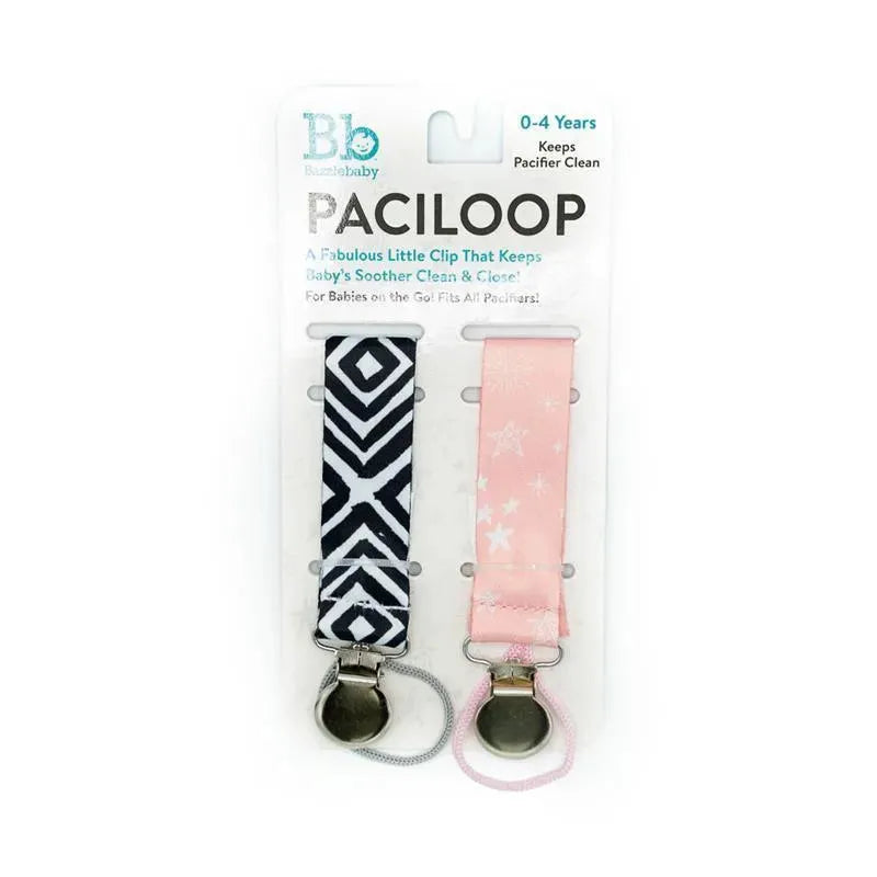 Bazzle Baby Black & Light Pink Print Pacifier Clips Baby Girl