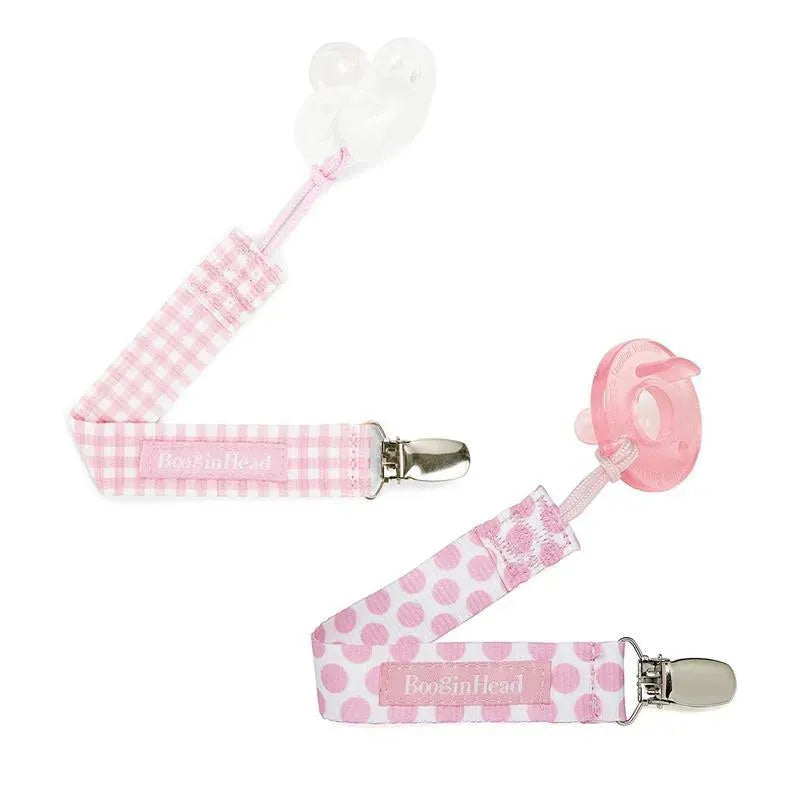 Booginhead - Pacifier Clip Pacigrip 2Pk, Pink Asst