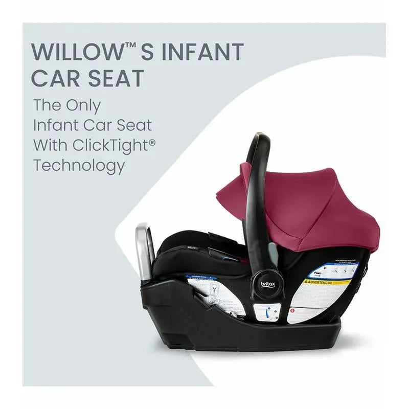 Britax - Willow S Infant Car Seat with Alpine Anti-Rebound Base, Ruby Onyx