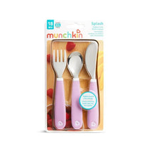 Munchkin Raise 4 Pack Toddler Fork and Spoon, Pink/Purple, 12+