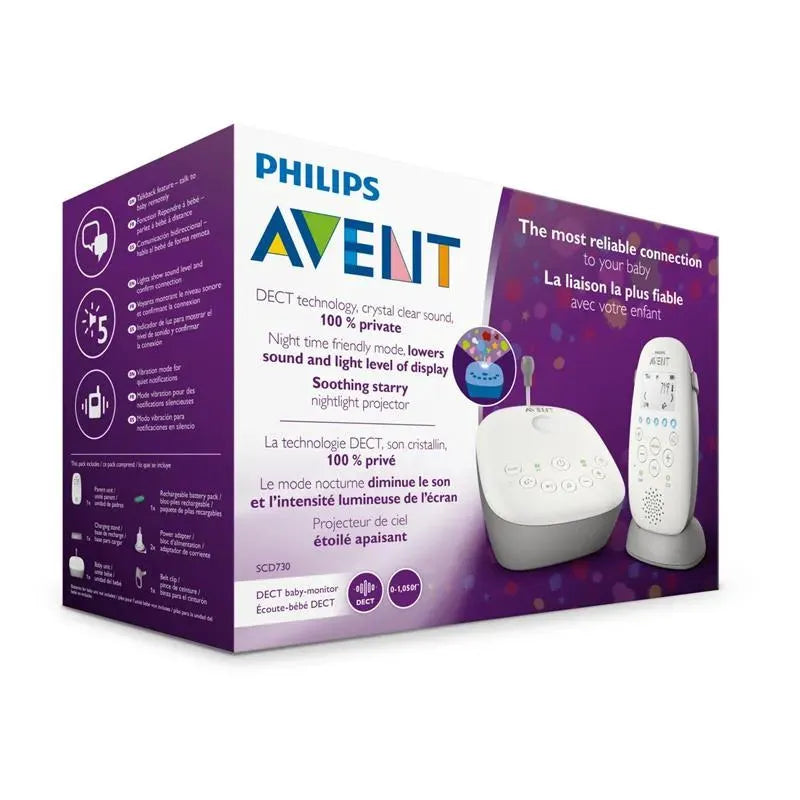 Avent New Dect Audio Baby Monitor With Starry Night Projector