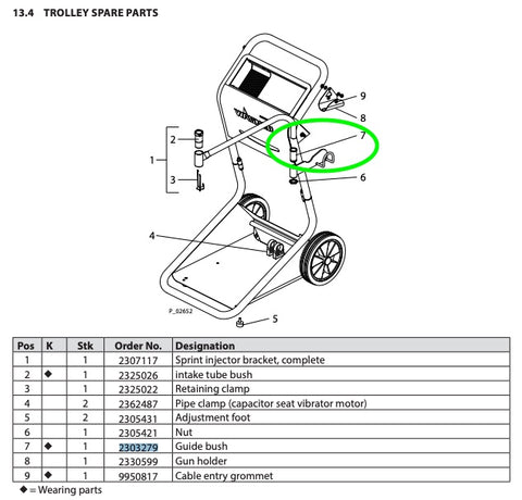 Wagner Sprint Injector Bracket Guide Bushing (Part# 2303279)