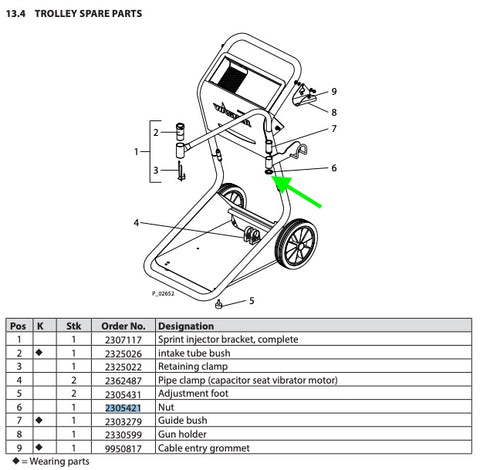 Wagner Sprint, guide bushing for injector bracket (#7)