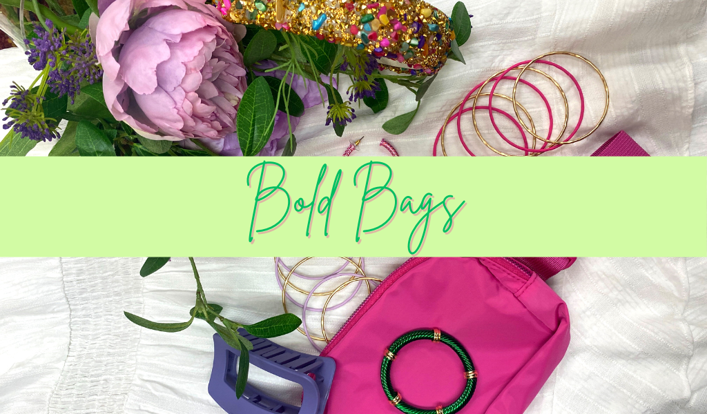 "Bold Bags" text over accessories image.