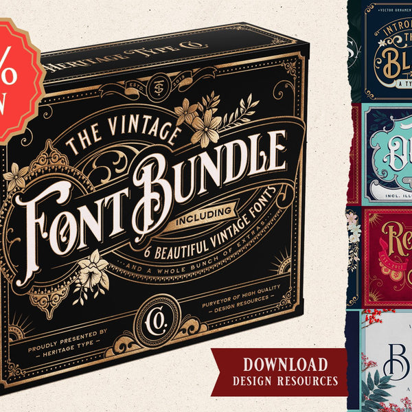 Download Vintage Font Bundle Heritage Type Co