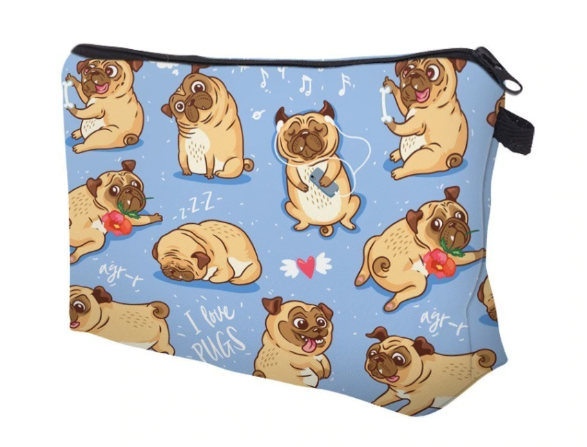 Pug Crazy Pug Pencil Case Makeup Bag