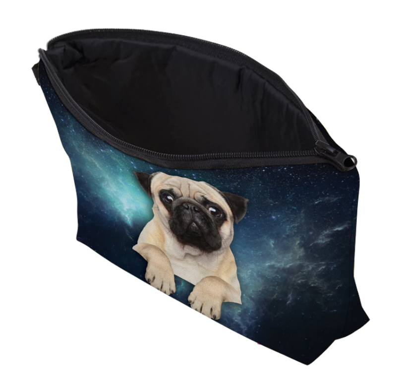 Pug Crazy Pug Pencil Case Makeup Bag (Space)
