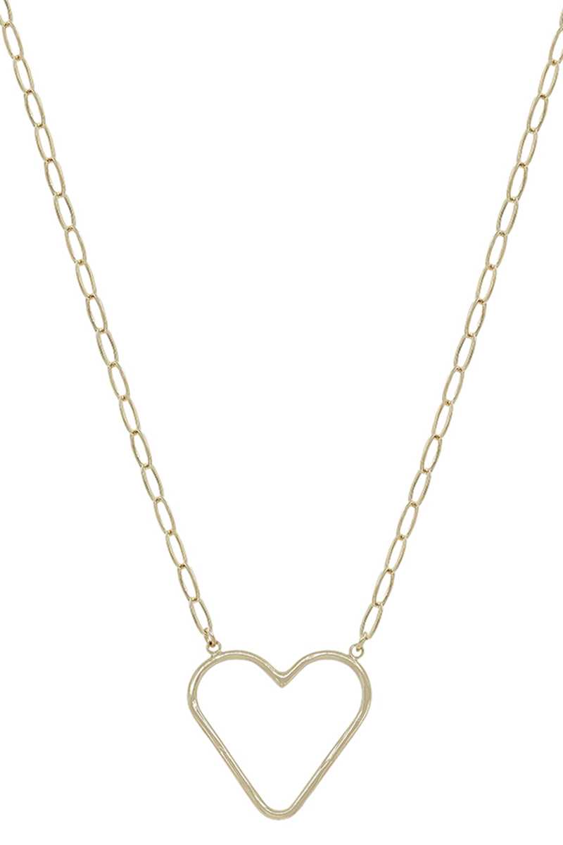 Paperclip Chain Heart Pendant Necklace
