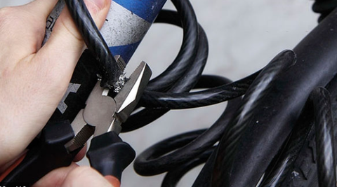 An inexpensive cable lock gets easily clipped by a thief with cable cutters.