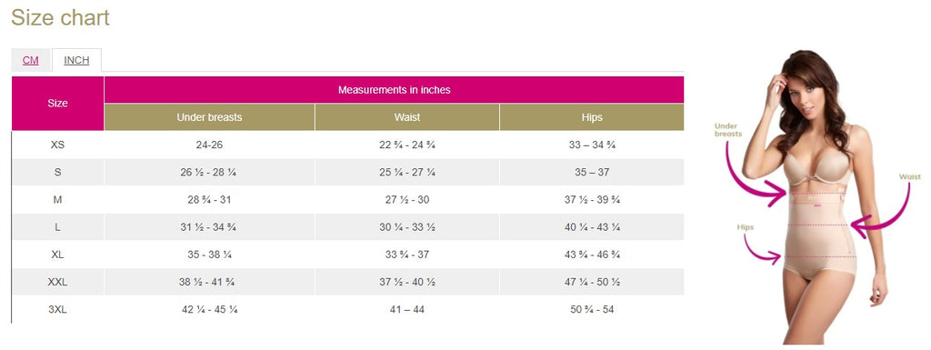 VH Comfort Size Chart