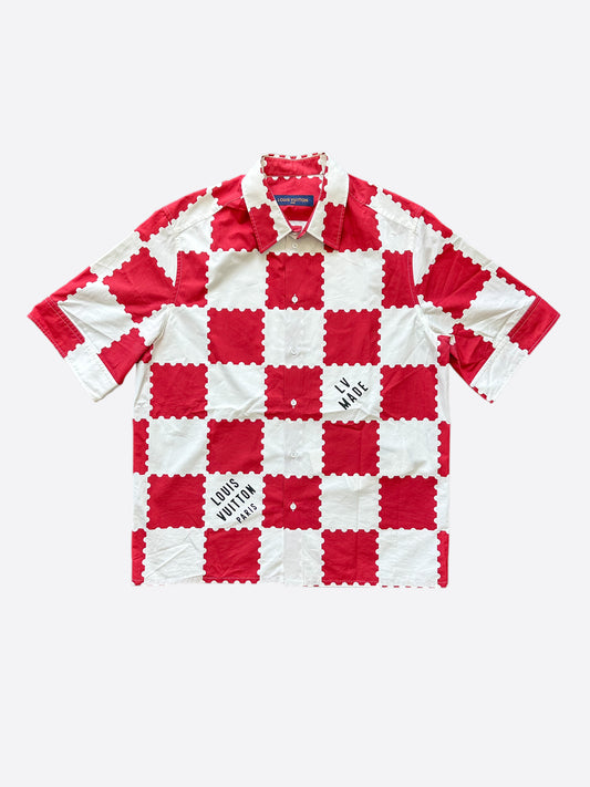 Louis Vuitton Nigo Red & White Checkered Button Up Shirt – Savonches