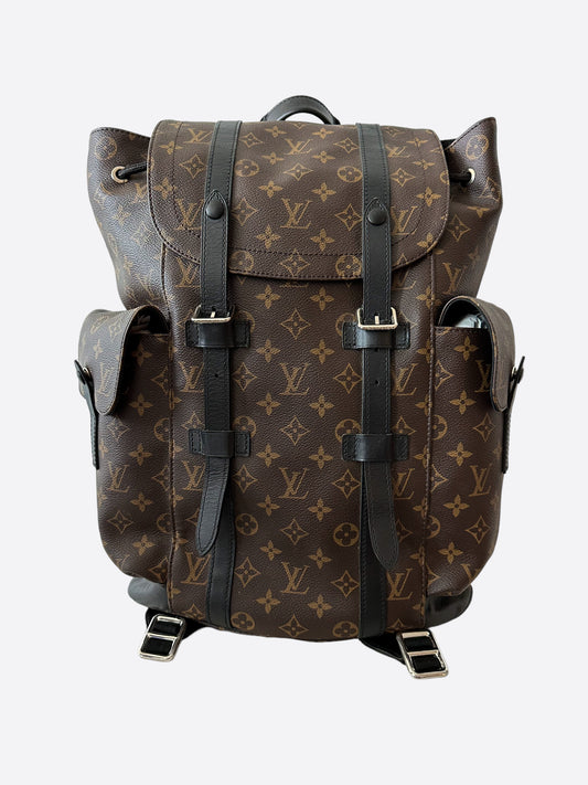 Louis Vuitton Black & Orange Taurillon Leather Monogram Christopher Backpack