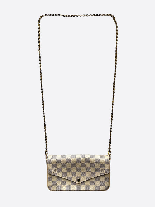 LOUIS VUITTON Pochette Felicie Damier Azur Crossbody Bag White-US