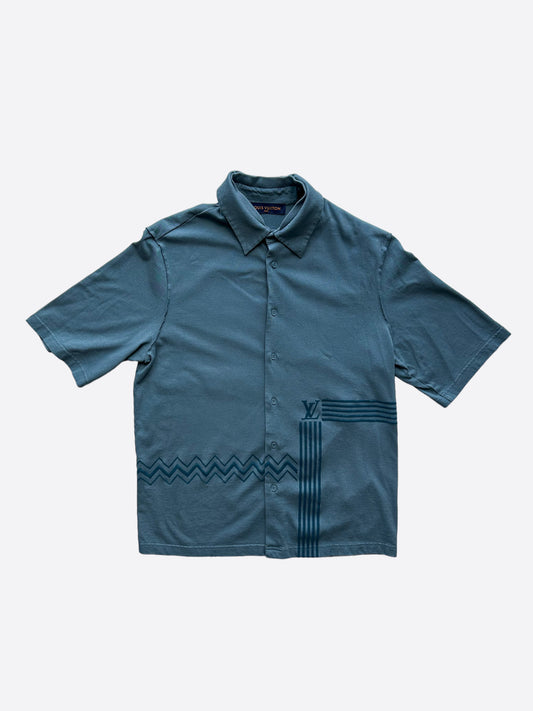 Louis Vuitton Blue Denim Gradient Monogram Denim Shirt