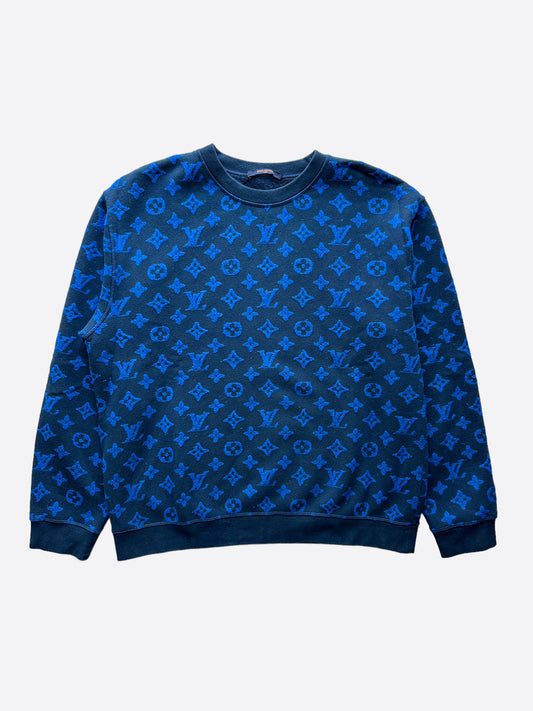 Louis Vuitton Monogram Jacquard Sweater Blue AUTHENTIC FROM JAPAN