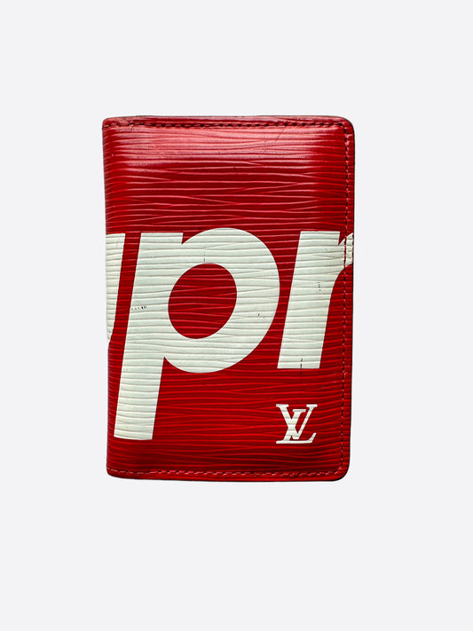 Pre-owned Supreme Louis Vuitton X Pocket Organizer Epi Red