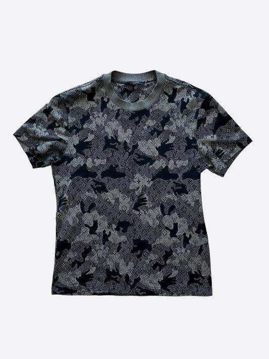 Louis Vuitton Navy Blue Camo Cotton Jacquard Crewneck T-Shirt XL