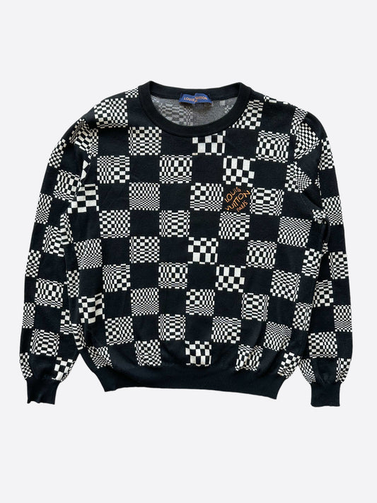 Louis Vuitton Black & White Distorted Damier Sweater – Savonches