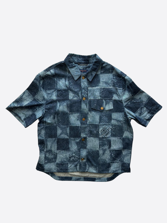 Louis Vuitton Salt Damier Short Sleeve Button Up Shirt