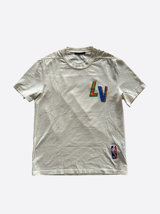 Louis Vuitton White Cotton Logo Printed NBA Short Sleeve T-Shirt S Louis  Vuitton