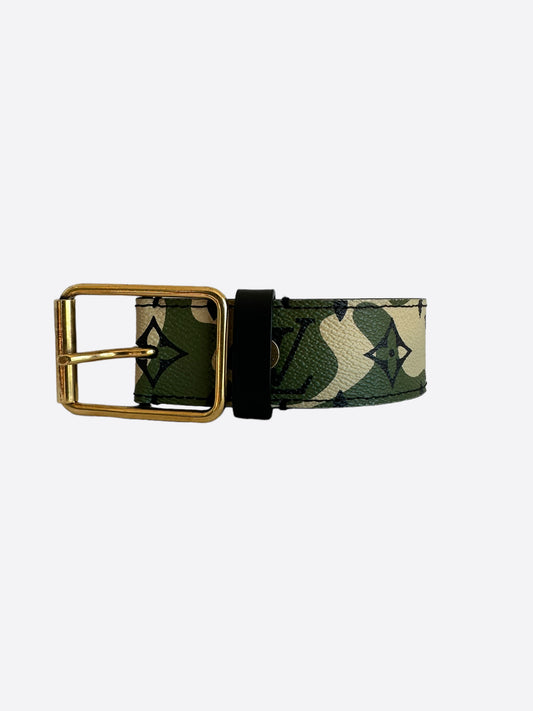 Louis Vuitton Takashi Murakami Green Camouflage Monogram Belt – Savonches