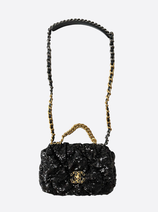 CHANEL 19 sequin Flap Bag black