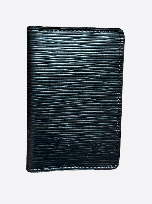 louis-vuitton pocket organizer black with blue lining. Practically