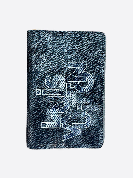 Louis Vuitton Pocket Organizer Damier Graphite Gray/Blue in Coated
