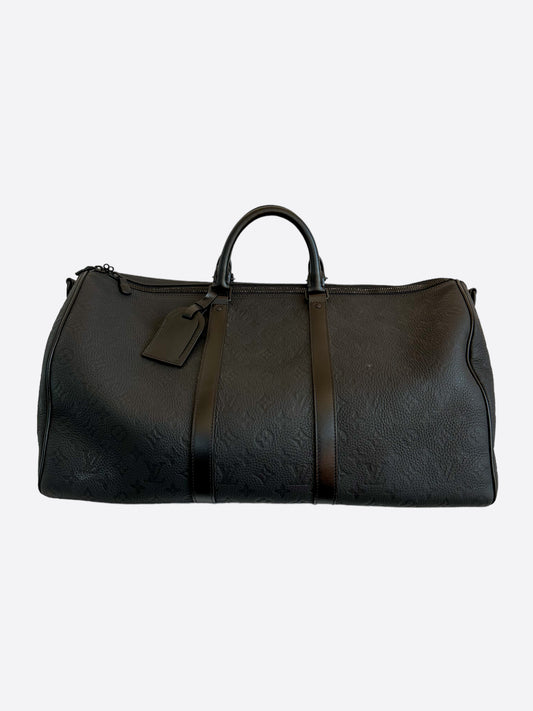 Louis Vuitton Black Shadow Monogram Keepall 50 – Savonches