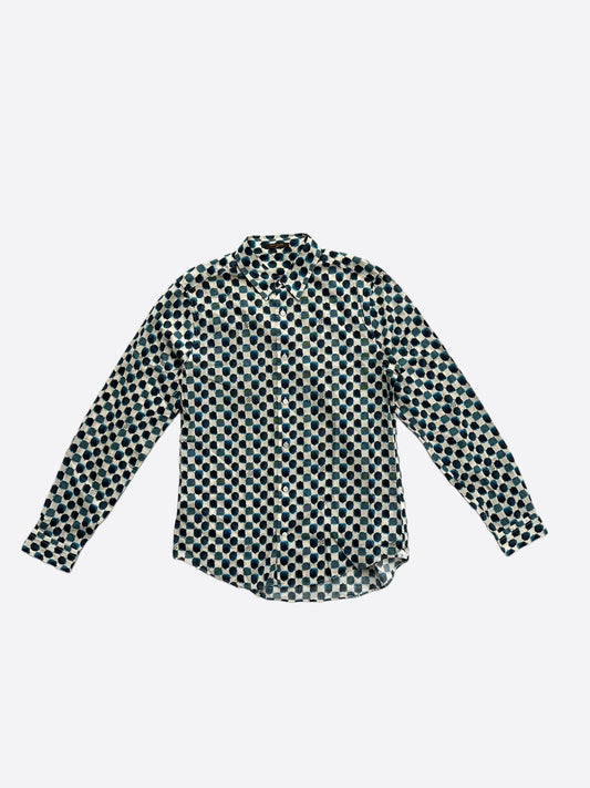 Louis Vuitton Blue Watercolor Monogram Denim Button Up Shirt