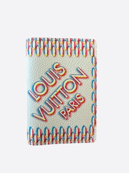 white lv card holder