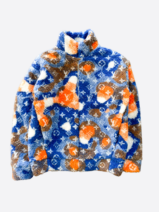 Louis Vuitton Camo Monogram Fleece Zip Up Jacket