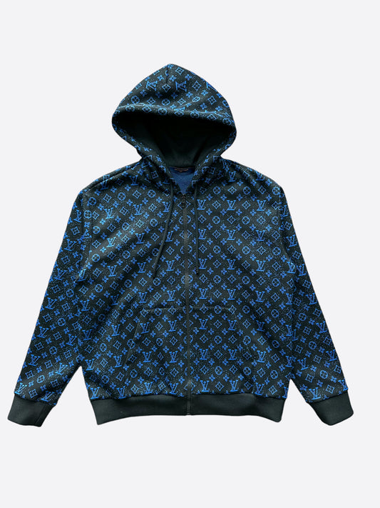 Louis Vuitton Monogram Zip-Up Hoodie In Blue