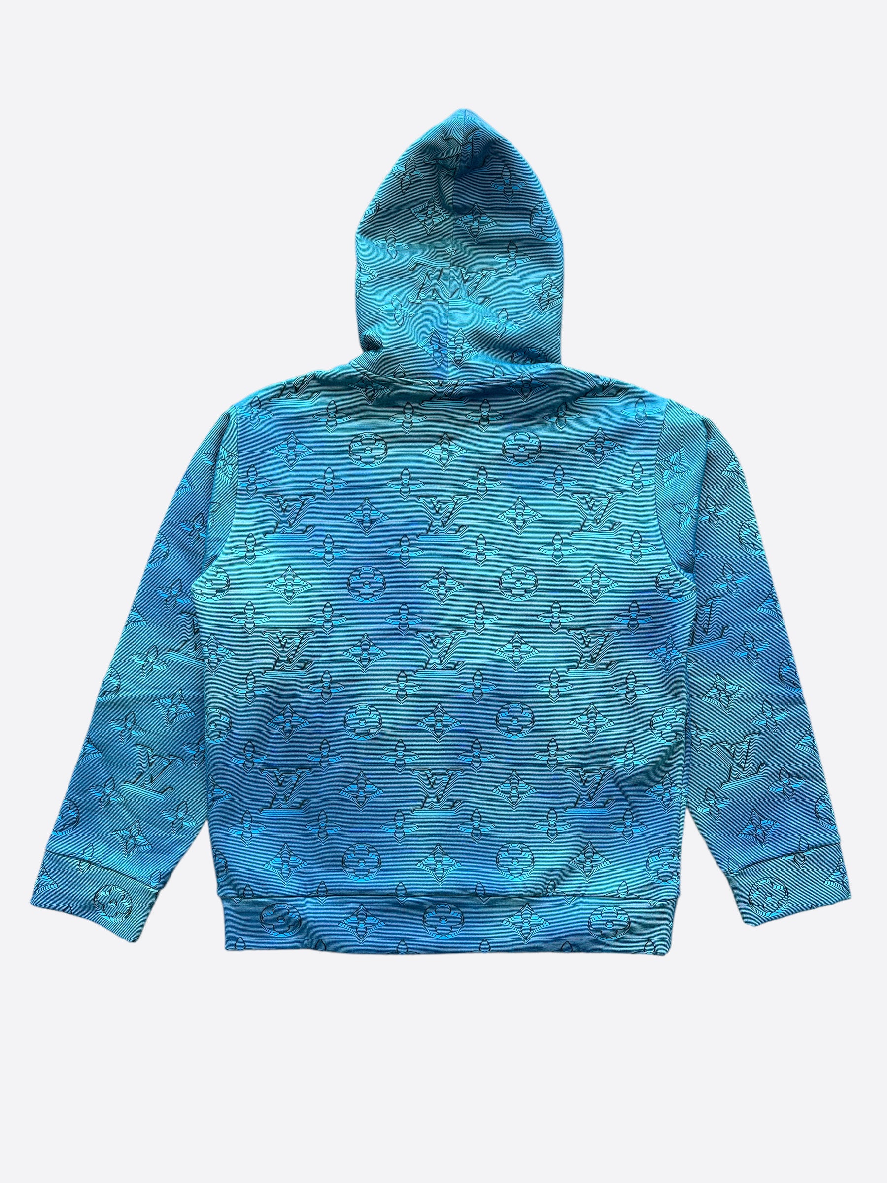 Louis Vuitton Printed Allover Hoodie 1AA4IN, Blue, L