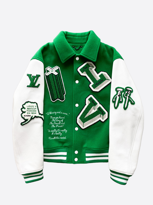 Louis Vuitton Green Leather Varsity Jacket