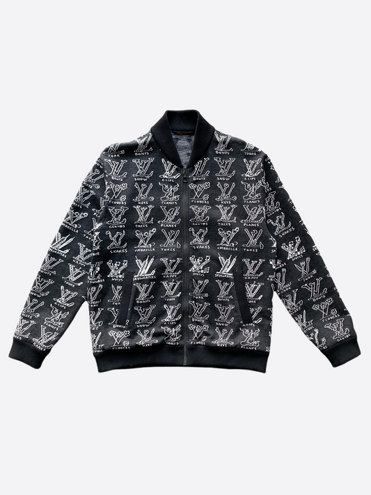 LOUIS VUITTON 2018 blue LV monogram cotton velour zip up track jacket XL at  1stDibs