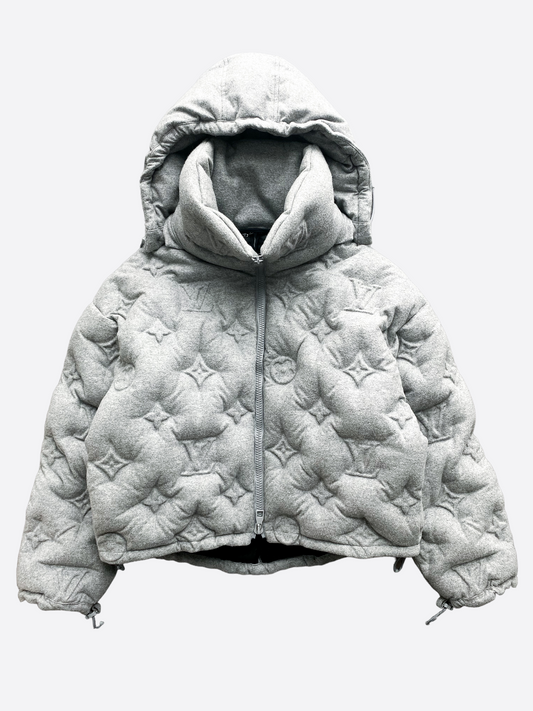 Gucci Gg Monogram Padded Jacket In Brown