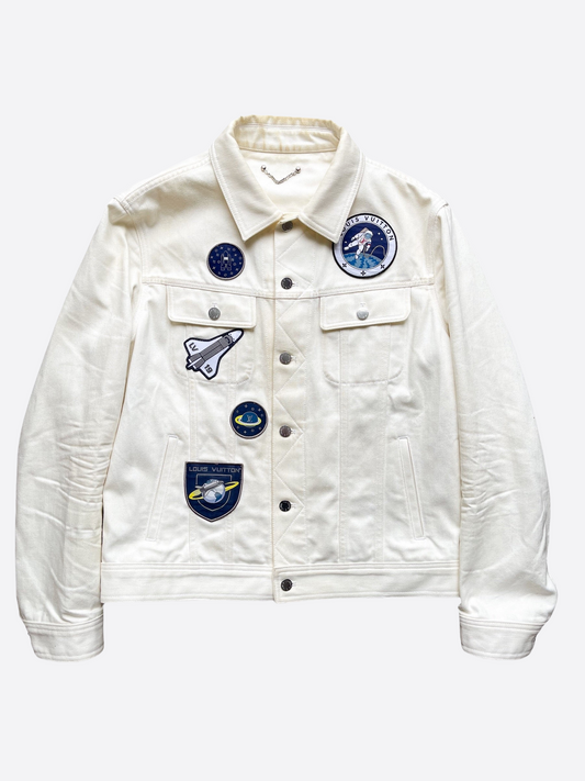 Louis Vuitton White Cotton Space Applique Denim Jacket L Louis Vuitton