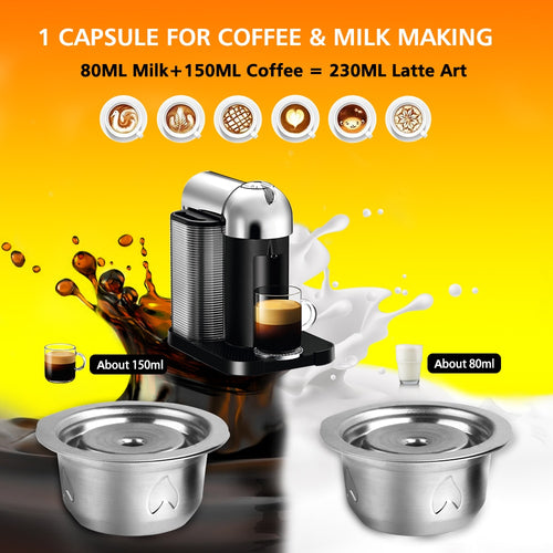 ICafilasReusable Coffee Capsules, Refillable Vertuo Pods Compatible with  Nespresso Vertuoline GCA1 and Delonghi ENV135