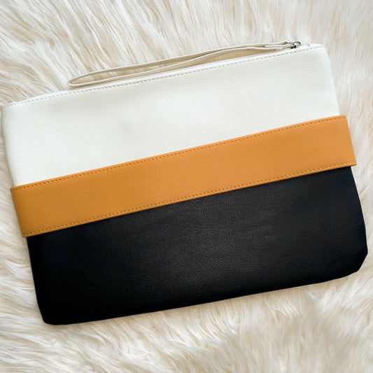 Black Celine Striped Solo Pouch Clutch Bag